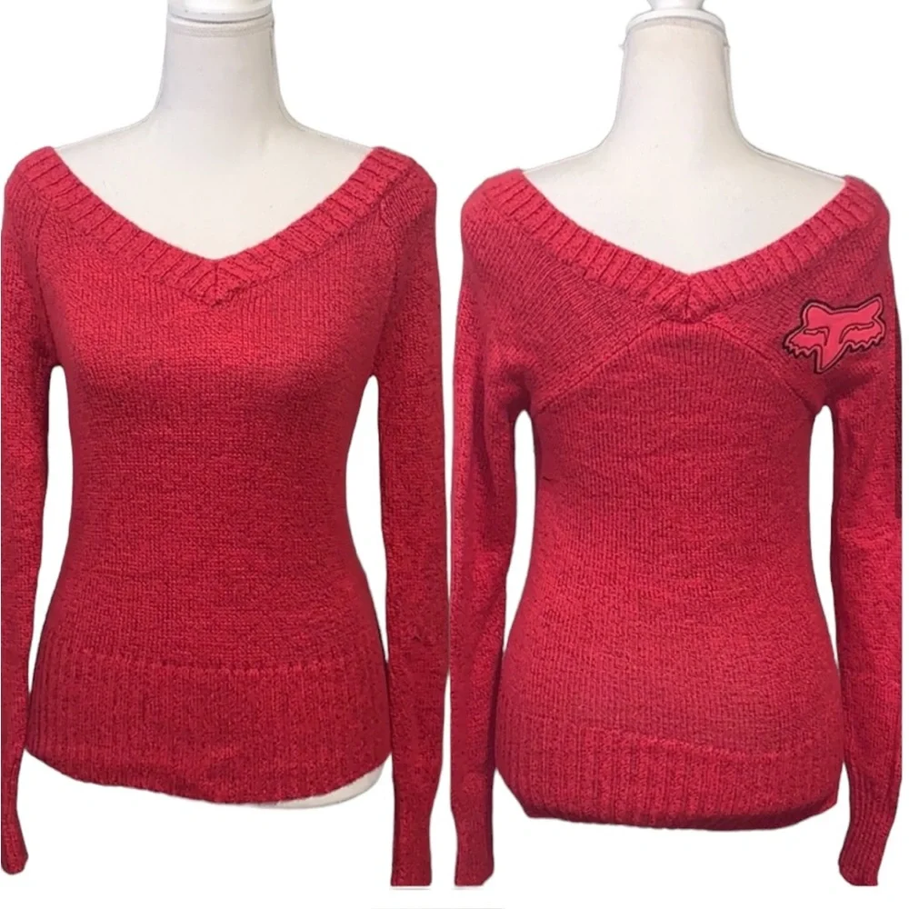 FOX RIDERS: Women’s Logo V Neckline Sweater - Size XS - Picture 2 of 10